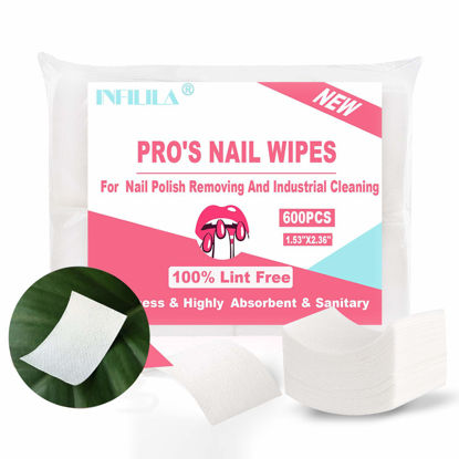Picture of NXJ INFILILA Lint Free Nail Wipes 600PCS Absorbant No Lint Nail Wipes For Gel Nail Natural Wood Pulp Nail Polish Remover Pads for Professional Soak Off Gel Nail Polish remover & UN-DRY Gel Polish