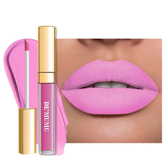 Picture of DE'MUMU Pink Lipstick Matte for Women Superstay Light Pink Long Lasting Lipstick Smudgeproof Liquid Lipsticks Cruelty Free Lip Makeup (DM26 Baby Pink)