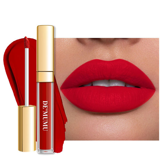 Picture of DE'MUMU Red Lipstick Matte for Women Superstay Long Lasting Lipstick Smudgeproof Liquid Lipsticks Cruelty Free Lip Makeup (DM29 Flamingo)