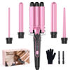 Picture of Waver Curling Iron Curling Wand - BESTOPE PRO 5 in 1 Curling Wand Set with 3 Barrel Hair Crimper for Women, Fast Heating Crimper Wand Curler in All Hair Type, Women Gifts - Pink