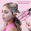 Picture of Waver Curling Iron Curling Wand - BESTOPE PRO 5 in 1 Curling Wand Set with 3 Barrel Hair Crimper for Women, Fast Heating Crimper Wand Curler in All Hair Type, Women Gifts - Pink