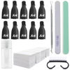 Picture of Ponjowl Gel Nail Polish Remover Kit with 10pcs Black Nail Polish Remover Clips Cap, Acetone Nail Dispenser Bottle, Polish Cuticle Pusher, 400 PCS Cotton Pads, Handle Brushes, Nail File, Buffer Block.