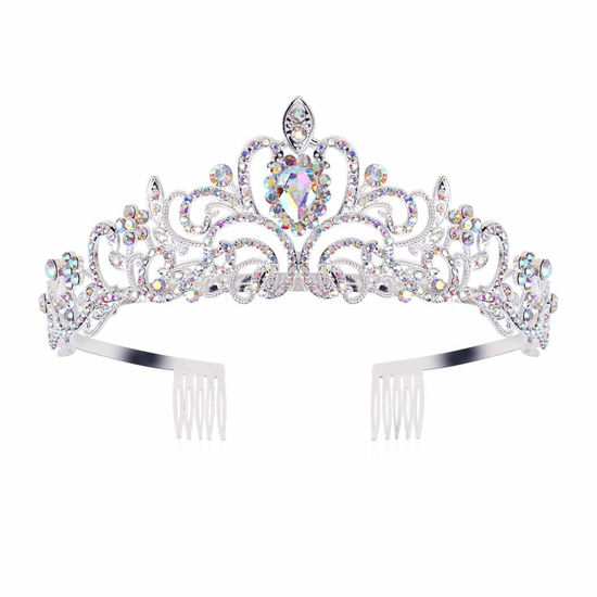 Picture of Didder Crystal AB Rhinestones Tiaras and Crowns for Women Headband Princess Elegant The Crowns for Women Tiaras and Crowns for Women with Comb Birthday Crowns for Women Tiaras for girls