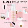Picture of EMEDA Lash Shampoo for Lash Extensions Lash Cleaning Kit 150ml with Lash Fan Dryer Lash Extension Cleanser Oil Free Foam Soap Lash Bath with Rinse Bottle, Brush, Hair Band