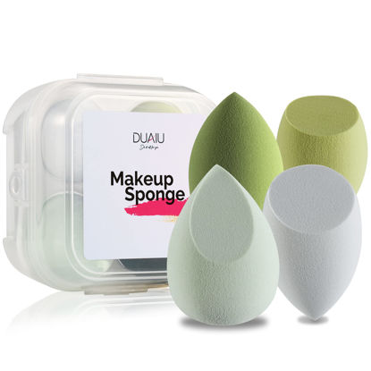 Picture of Makeup Sponge DUAIU Beauty Blending Sponges 4pcs Foundation Sponges Latex Free Makeup Blenders Beauty Sponges with Sponge Storange Box (Avocado Green)