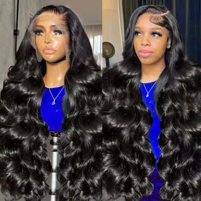 Picture of 30 Inch 13x6 Lace Front Wigs Human Hair 200% Density Body Wave Lace Front Wigs Human Hair Pre Plucked Glueless Wigs Human Hair Wigs 13x6 HD Lace Frontal Wigs Human Hair Lace Front Wigs for Women