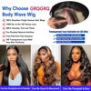 Picture of 30 Inch 13x6 Lace Front Wigs Human Hair 200% Density Body Wave Lace Front Wigs Human Hair Pre Plucked Glueless Wigs Human Hair Wigs 13x6 HD Lace Frontal Wigs Human Hair Lace Front Wigs for Women