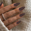 Picture of KQueenest Matte Dark Brown Press on Nails Medium Almond Stiletto, Gel Fake Nails Glue on Medium, Pure Color Acrylic Nails Press ons for Women Fall Winter Decoration in 24PCS