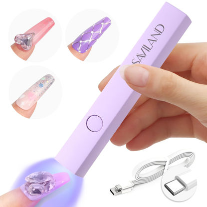 Picture of SAVILAND Handheld U V Light for Nails: 3W Portable Mini UV Light for Gel Nail Sticker LED Gel X Nail Lamp Gel Polish 180mAh Rechargeable Flashlight Type-c Gel X Nail Dryer Home DIY Nail Art Self Use