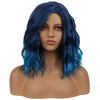 Picture of BERON 14" Women Girls Short Curly Wavy Bob Wig Rose Net with Wig Cap (Blue Ombre)