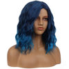 Picture of BERON 14" Women Girls Short Curly Wavy Bob Wig Rose Net with Wig Cap (Blue Ombre)
