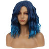 Picture of BERON 14" Women Girls Short Curly Wavy Bob Wig Rose Net with Wig Cap (Blue Ombre)