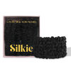 Picture of SILKIE x6 Set 100% Pure Mulberry Silk Black Noir Dark Midnight Neutral Skinny Scrunchies Travel Pouch Everyday Hair Ties Elastics Hair Care Ponytail Holder No Damage (Midnight)