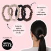 Picture of SILKIE x6 Set 100% Pure Mulberry Silk Black Noir Dark Midnight Neutral Skinny Scrunchies Travel Pouch Everyday Hair Ties Elastics Hair Care Ponytail Holder No Damage (Midnight)