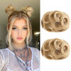 Picture of REECHO 2 PCS Mini Claw Clip in Messy & Cat Ears Hair Bun Extensions Wig Accessory Updo Hairpieces for Women Girls (Pack of 2-3.5" Wavy, Golden Blonde)