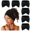 Picture of Tobeffect Wide Headbands for Women, 7'' Extra Large Black Turban Headband Twisted Knot Hairband Hair Accessories, 6 Pack