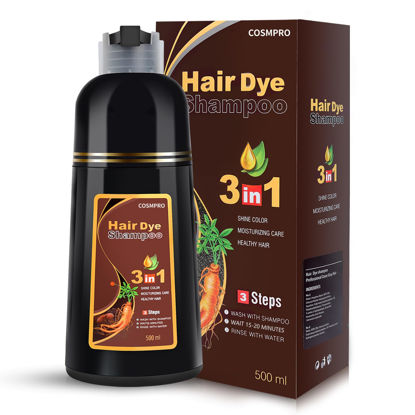 Picture of Hair Dye Shampoo Chestnut Brown Hair Color Shampoo for Gray Hair Coverage Herbal Hair Dye Shampoo 3 in 1 for Men and Women, Instant Color Shampoo