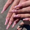 Picture of DANMANR Long Press on Nails Square French Fake Nails Full Cover Nude Acrylic False Nails for Women and Girls 24PCS (Pink Swirl)