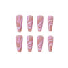 Picture of DANMANR Long Press on Nails Square French Fake Nails Full Cover Nude Acrylic False Nails for Women and Girls 24PCS (Pink Swirl)