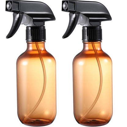 Picture of GearTrust Plastic Spray Bottles Small, Mister Squirt Bottle 2 Pack, 10.1 oz Amber Refillable Empty Water Spray Bottles with Adjustable Mist/Stream for Hair, Plant, Pet, Cleaning, Cooking