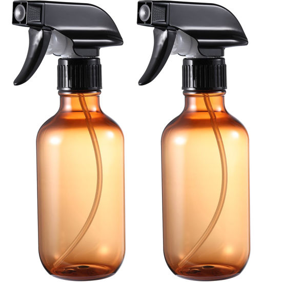 Picture of GearTrust Plastic Spray Bottles Small, Mister Squirt Bottle 2 Pack, 10.1 oz Amber Refillable Empty Water Spray Bottles with Adjustable Mist/Stream for Hair, Plant, Pet, Cleaning, Cooking