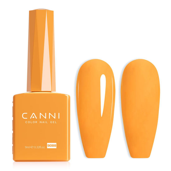 Picture of CANNI Orange Gel Nail Polish, 1Pcs Neon Orange Gel Polish Bright Orange Color Nail Polish Gel High Gloss Soak Off U V Gel Nail French Nail Manicure Salon DIY
