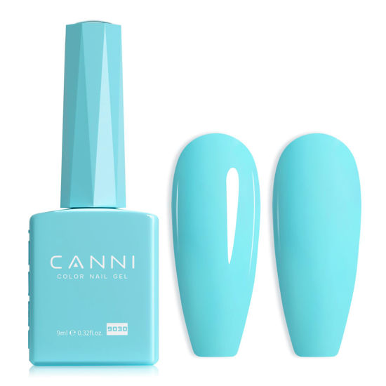 Picture of CANNI Pastel Blue Gel Nail Polish, 1Pcs Light Blue Gel Polish Baby Blue Dark Color Nail Polish Gel High Gloss Soak Off U V Gel Nail French Nail Manicure Salon DIY