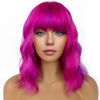 Picture of LANCAINI Short Bob Wigs with Bangs for Women Loose Wavy Wig Curly Wavy Shoulder Length Bob Synthetic Cosplay Wig for Girl Colorful Costume Wigs (Rose mixed Purple)