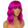 Picture of LANCAINI Short Bob Wigs with Bangs for Women Loose Wavy Wig Curly Wavy Shoulder Length Bob Synthetic Cosplay Wig for Girl Colorful Costume Wigs (Rose mixed Purple)