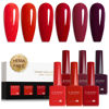 Picture of CANNI Red Gel Nail Polish Set - 6 Colors Bloody Mary 9ML Collection Popular Dark Red Burgundy Gel Polish Kit Nail Art Design Soak off UV LED Nail Gel DIY Manicure All Seasons Nail Salon