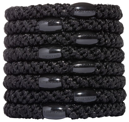 Picture of L. Erickson Pony Hair Ties - Black - 8 Pack Ponytail Holders - No Damage Hair Accessories for Women