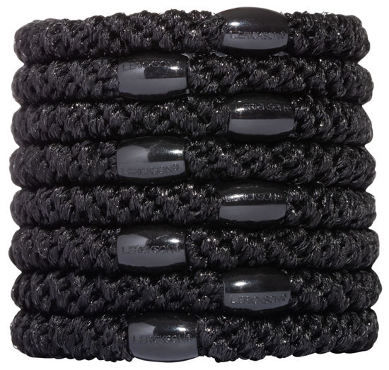 Picture of L. Erickson Pony Hair Ties - Black - 8 Pack Ponytail Holders - No Damage Hair Accessories for Women