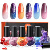 Picture of modelones Color Changing Nail Polish Set, 6 Colors Winter Pink Blue Purple Orange Neon Mood Temperature Change Ombre Quick Dry Mini Nail Polish Manicure DIY Nail Art Salon Valentine's Gift
