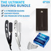 Picture of Straight Razors For Men 100 GTEX Barber Razor Blades - 2 Professional Straight Razor Single Blade Razors for Men Navajas Para Barbero Straight Edge Razor Barber Beard Razor Shavette Shaving Razor Kit