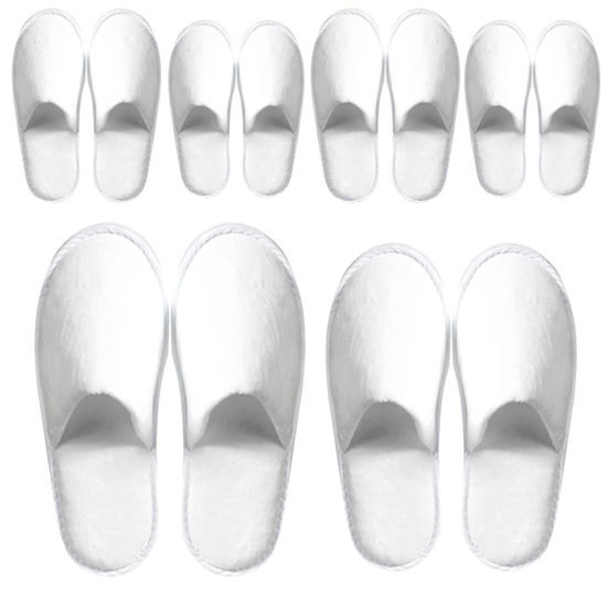 Picture of OSTADARRA 6 Pairs Spa Slippers, Non Slip Disposable Slippers For Guest, Washable Reusable, Which Can Be Used As Women Men, House, Indoor, Bathroom, Bedroom, Hotel, Bride Slippers (2 sizes)