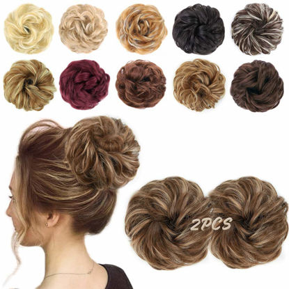 Picture of MORICA 2PCS Messy Hair Bun Extensions Curly Wavy Messy Synthetic Chignon Hairpiece Scrunchie Scrunchy Updo Hairpiece for women 1