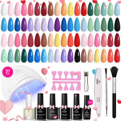 Picture of Beetles Winter Gel Nail Polish Kit with Uv Light, 37Pcs 25 Colors Gel Polish Starter Kit, Red Green Pink Blue Purple Gel Polish for Beginners with Everything Manicure Tools Gift for Women