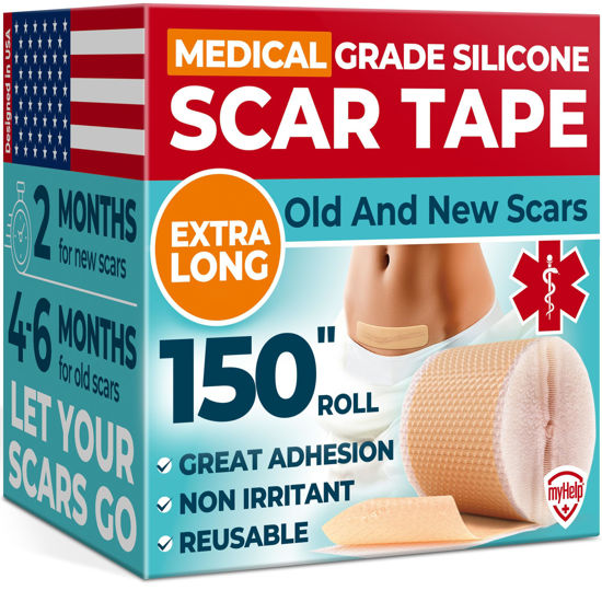 Picture of Medical Grade Silicone Scar Tape - 1.6”x150” - Visible Difference on Keloid & С-Section - Reusable Silicone Scar Sheets - Easy to Use