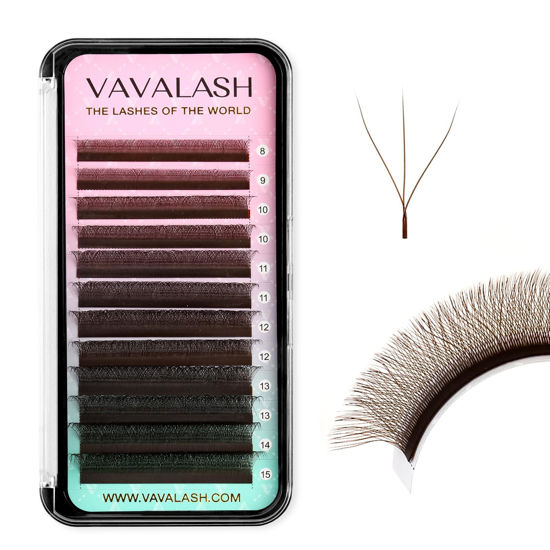 Picture of VAVALASH Brown W-shaped Eyelash Extension Brown 3D Premade Fans 0.07 D Curl Volume Lash Extensions Easy Fanning Lashes Matte Brown YY Lashes W Lashes(Brown-W-3D-0.07-D-8-15mm）