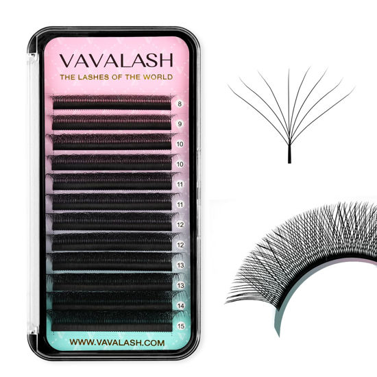 Picture of VAVALASH 8D W Shape Eyelash Extension 8D Premade Fans 0.07 C Curl Volume Lash Extensions Easy Fanning False Lashes Matte Black Volume Premade Cluster W Lashes(W Shaped-8D-0.07-C-8-15mm）