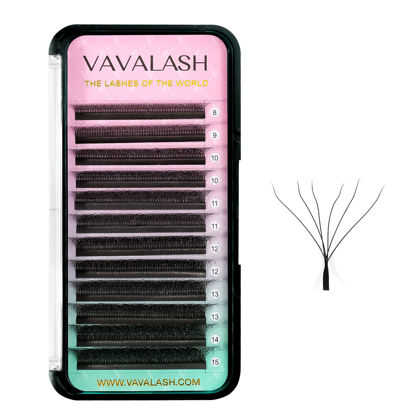 Picture of VAVALASH 6D W Shape Eyelash Extension 6D Premade Fans 0.07 D Curl Volume Lash Extensions Easy Fanning False Lashes Matte Black Volume Premade Cluster W Lashes(W Shaped-6D-0.07-D-8mm）