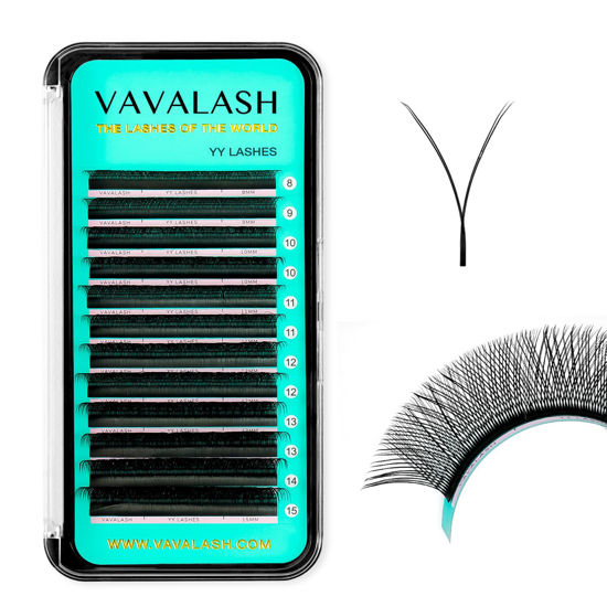 Picture of VAVALASH Y Lash Extensions C Curl 0.05mm 9mm Tray Easy Premade Volume 2D Fans Eyelash Extension YY Type Natural Volume Lashes Extension Soft Matte Black Lashes (YY-0.05-C-9mm)