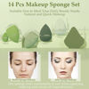 Picture of 14 Pcs Makeup Sponge Set, Beauty Sponges Blender with 4 Pcs Powder Puff and 4 Pcs Mini Make up Sponges St. Patrick's Day Gift for Liquid,Foundation,Powder,Concealer,Cream (Green)