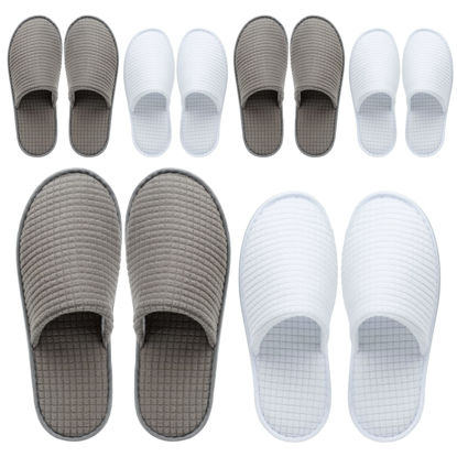 Picture of OSTADARRA 6 Pairs Spa Slippers, Non Slip Disposable Slippers For Guest, Washable Reusable, Which Can Be Used As Women Men, House, Indoor, Bathroom, Bedroom, Hotel, Bride Slippers (2 sizes)