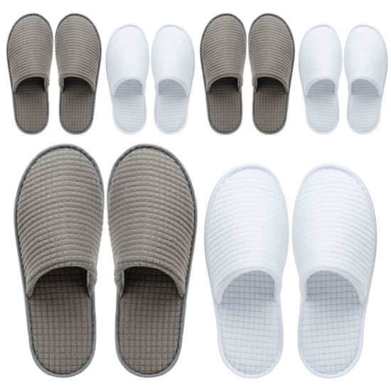 Picture of OSTADARRA 6 Pairs Spa Slippers, Non Slip Disposable Slippers For Guest, Washable Reusable, Which Can Be Used As Women Men, House, Indoor, Bathroom, Bedroom, Hotel, Bride Slippers (2 sizes)