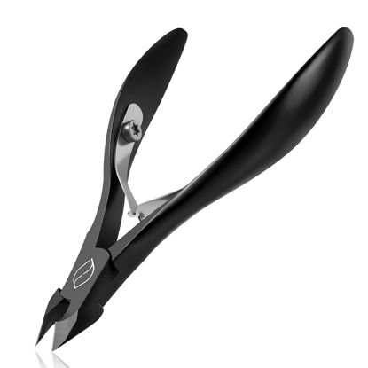 Picture of FERYES Cuticle Cutters 1/2 Jaw - Professional Stainless Steel Cuticle Clippers Nail Cuticle Remover Tool, Nail Dead Skin Clipper - BLACK