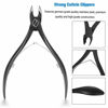 Picture of FERYES Cuticle Cutters 1/2 Jaw - Professional Stainless Steel Cuticle Clippers Nail Cuticle Remover Tool, Nail Dead Skin Clipper - BLACK