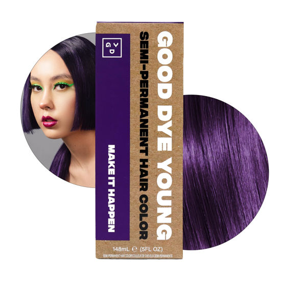 Picture of Good Dye Young Semi-Permanent Hair Color, Vegan and Cruelty-Free Purple Hair Dye, Last up to 24 Washes, Non-Damaging Conditioning Hair Color (5FL OZ, Make It Happen)