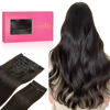 Picture of WENNALIFE Clip in Hair Extensions, 150g 22 Inch 9pcs Dark Brown Human Hair Extensions Thicker Clip in Hair Extensions Real Human Hair Clip Set Double Weft
