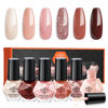 Picture of modelones Nail Polish Set 6 Colors, White Brown Nude Burgundy Pink Quick Dry Mini Nail Lacquer Kit, Glitter Shimmer Sparkle Red Nail Art, DIY Home Salon Manicure Gift for Women Girl